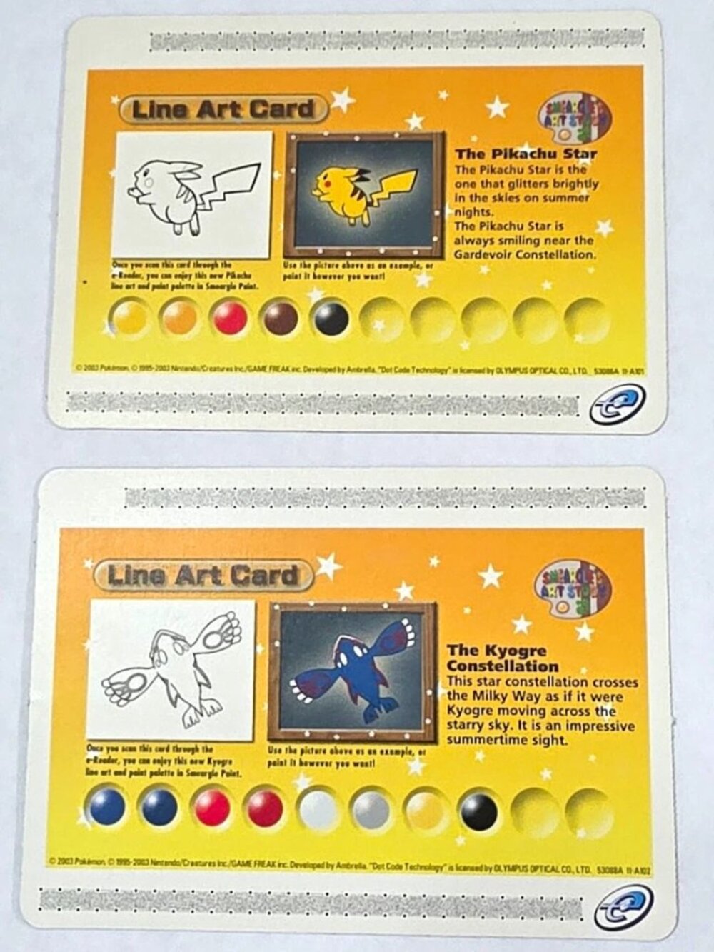 Nintendo Pokemon TCG Pokemon Channel Promo Line Art Pikachu/Kyogre 2-Card Lot